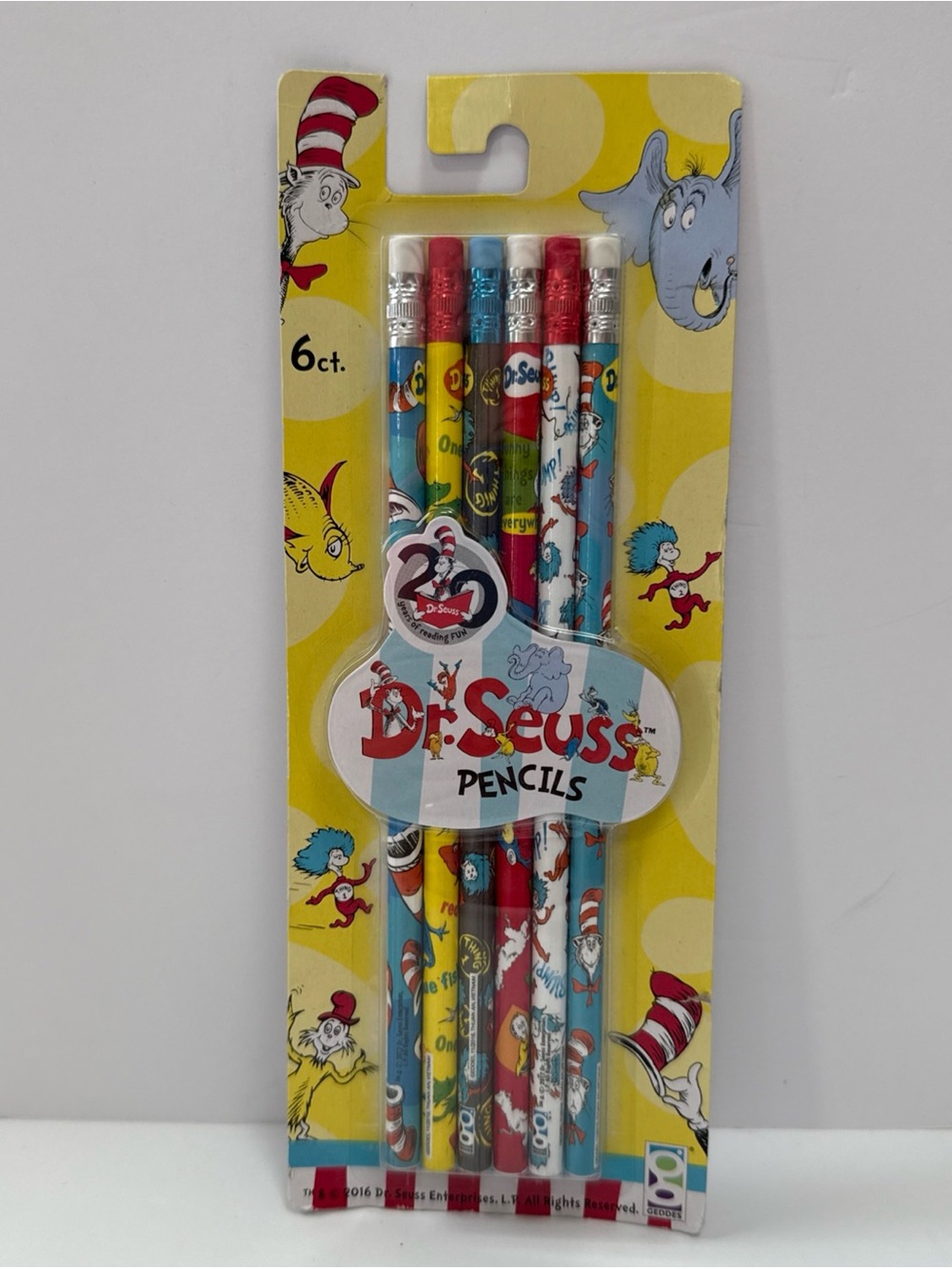 Dr. Seuss Pencils 6 Count Pack HB #2 Raymond Geddes 2016 sealed new